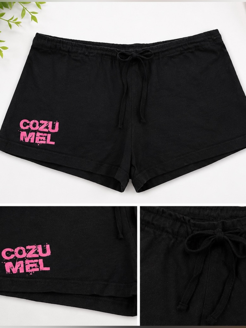 REEF Cancun Cozumel Lounge Shorts Black Pink Graphic Drawstring Size Large